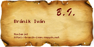 Bránik Iván névjegykártya